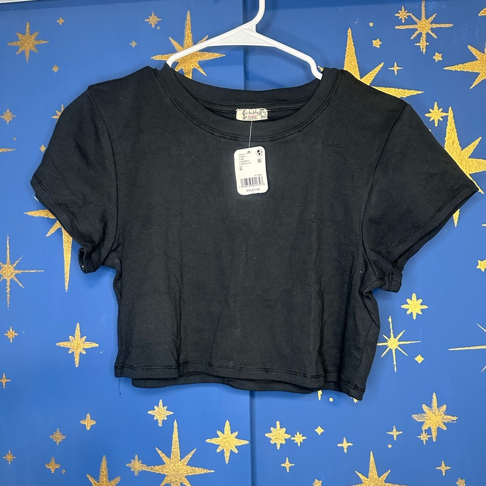NWT Free People Intimately Black Cropped Tee M